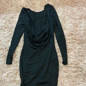 black body-con backless dress
